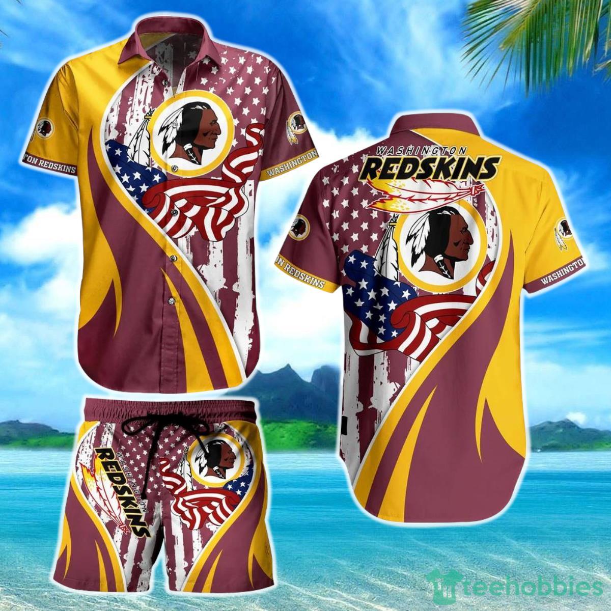 Washington Redskins NFL Hawaiian Shirt Vintage US Flag Graphic Summer Gift For Men Women Fan NFL Product Photo 1