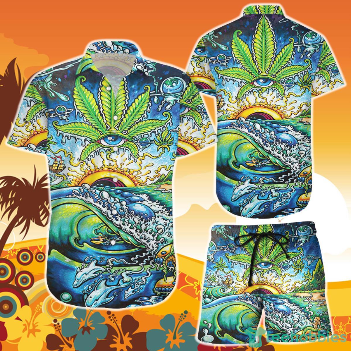 Wave Hawaiian Shirt And Short Trippy Stoner Art Ocean Themed Gifts Ideas Product Photo 1