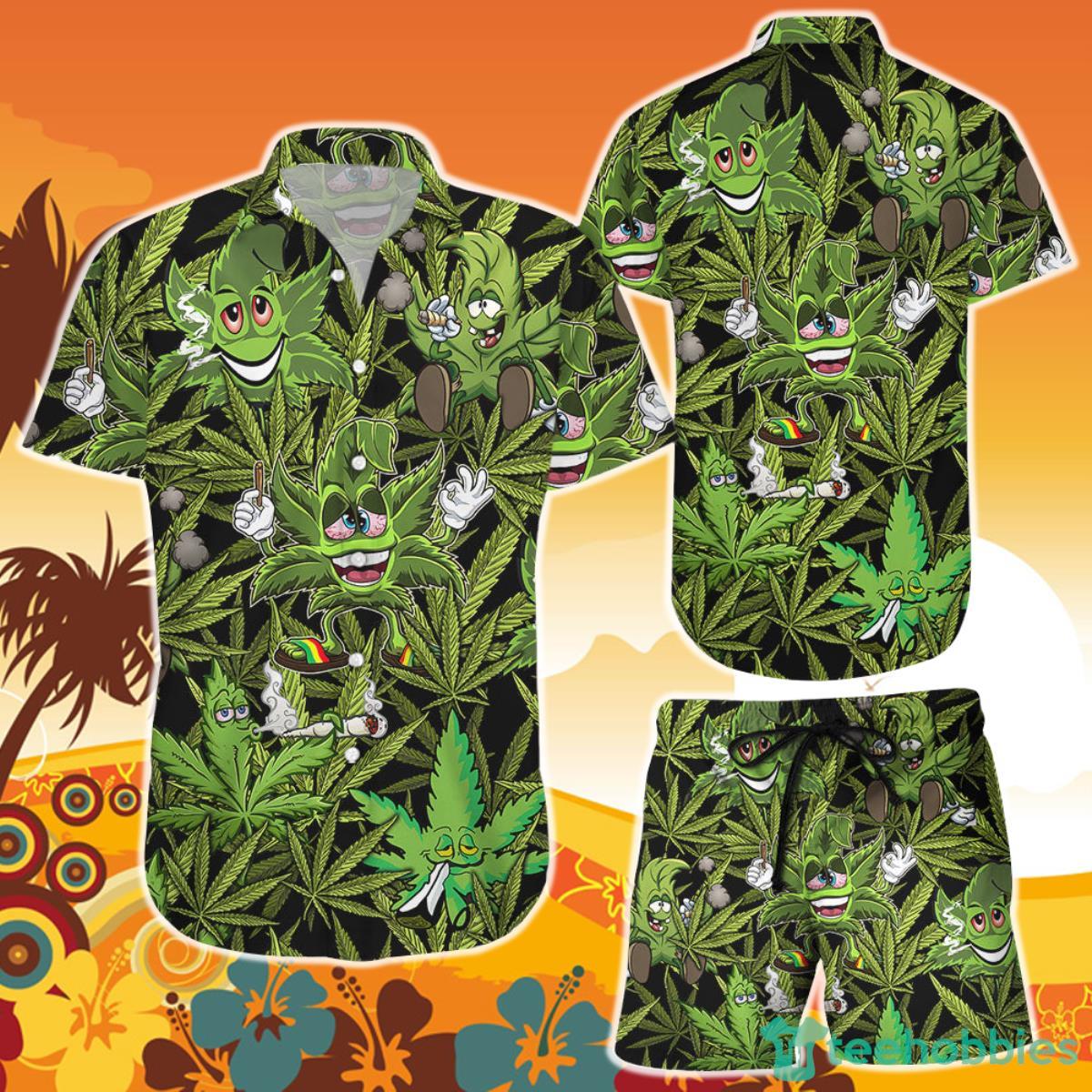 Weed Hawaiian Shirt And Short Amazing Hippie Weed Green Hawaiian Aloha Unqiue Beach Vacation Gift Product Photo 1