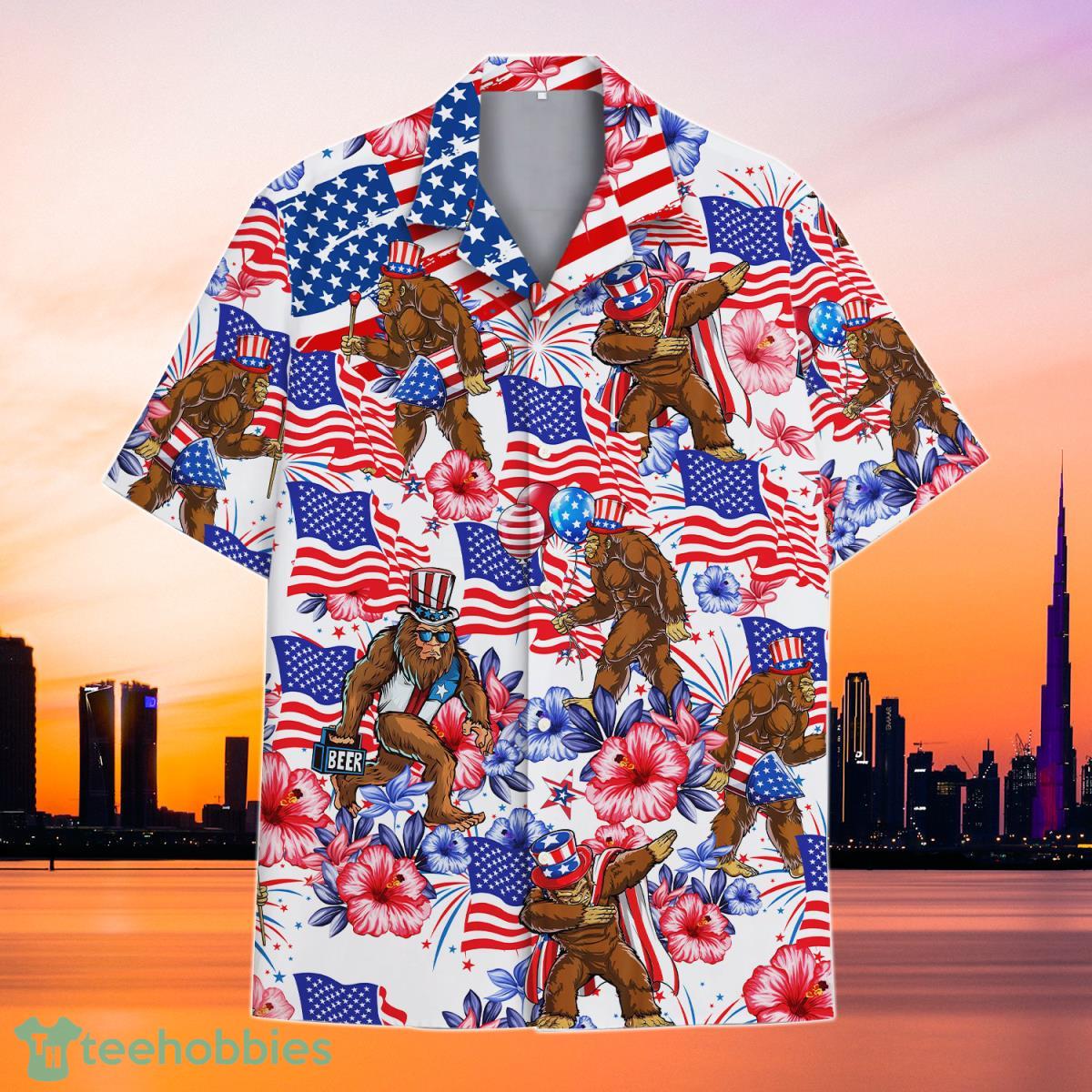 4th Of July Independence Day Bigfoot American Flag Hawaiian Shirt Special Gift For Men Women Product Photo 1