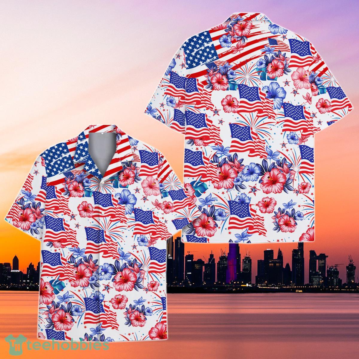 4th Of July Independence Day Flower American Flag Hawaiian Shirt Best Gift For Men And Women Product Photo 2