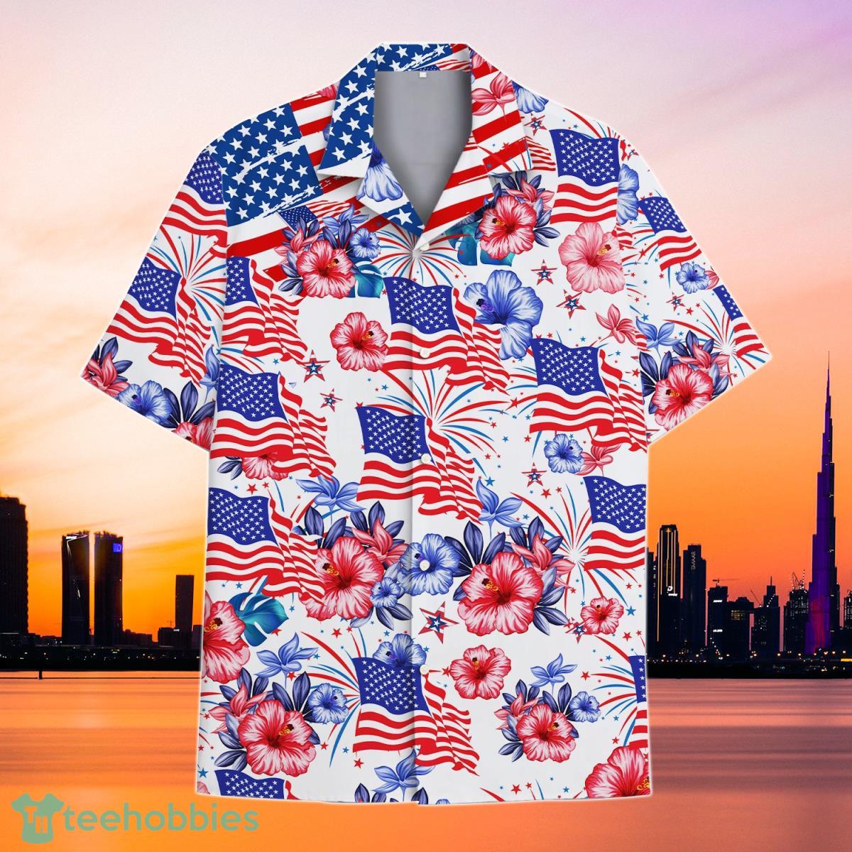 4th Of July Independence Day Flower American Flag Hawaiian Shirt Best Gift For Men And Women Product Photo 1