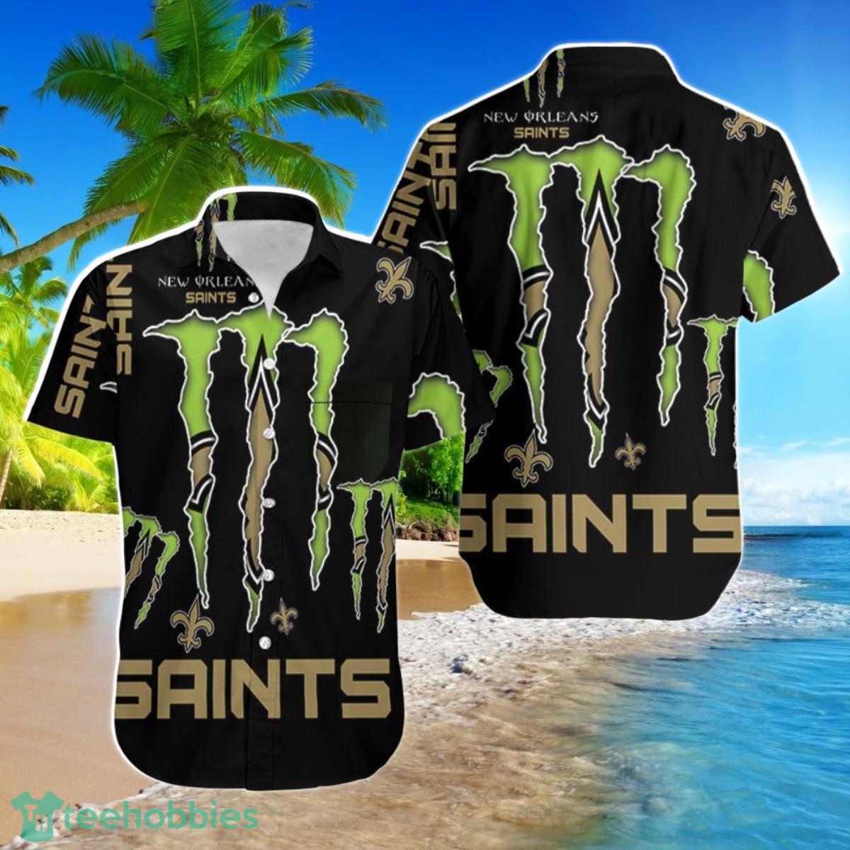 Beach Shirt Monster Energy Logo For Lovers New Orleans Saints Hawaiian Shirt For Men Women Product Photo 1