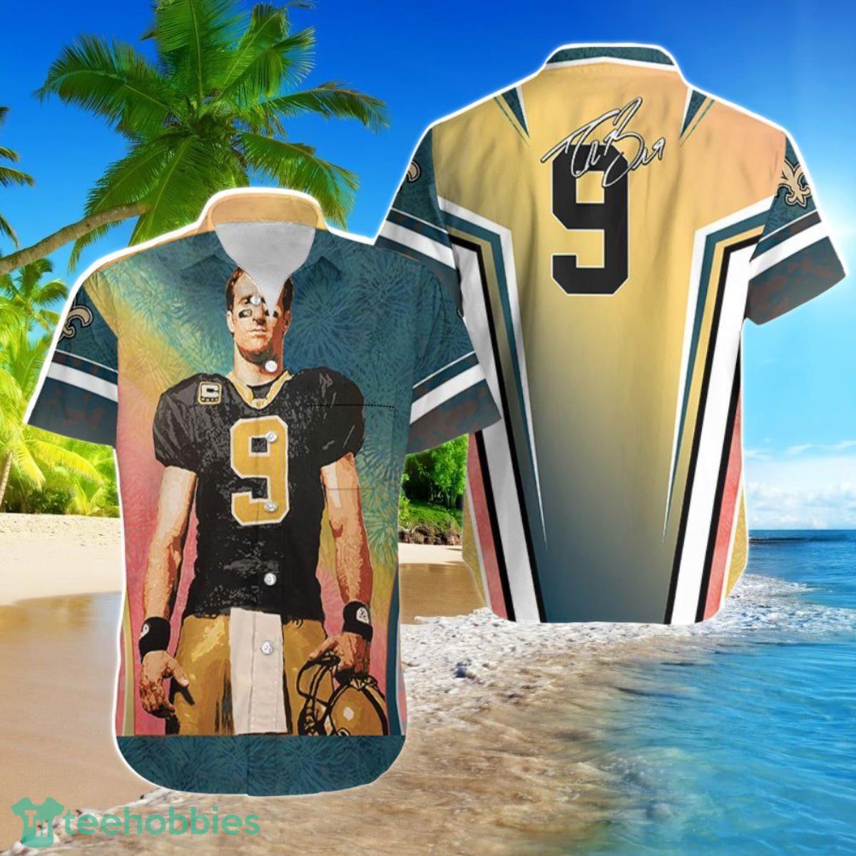 Beach Shirt New Orleans Saints Oil Painting Drew Brees 9 Hawaiian Shirt For Men Women Product Photo 1
