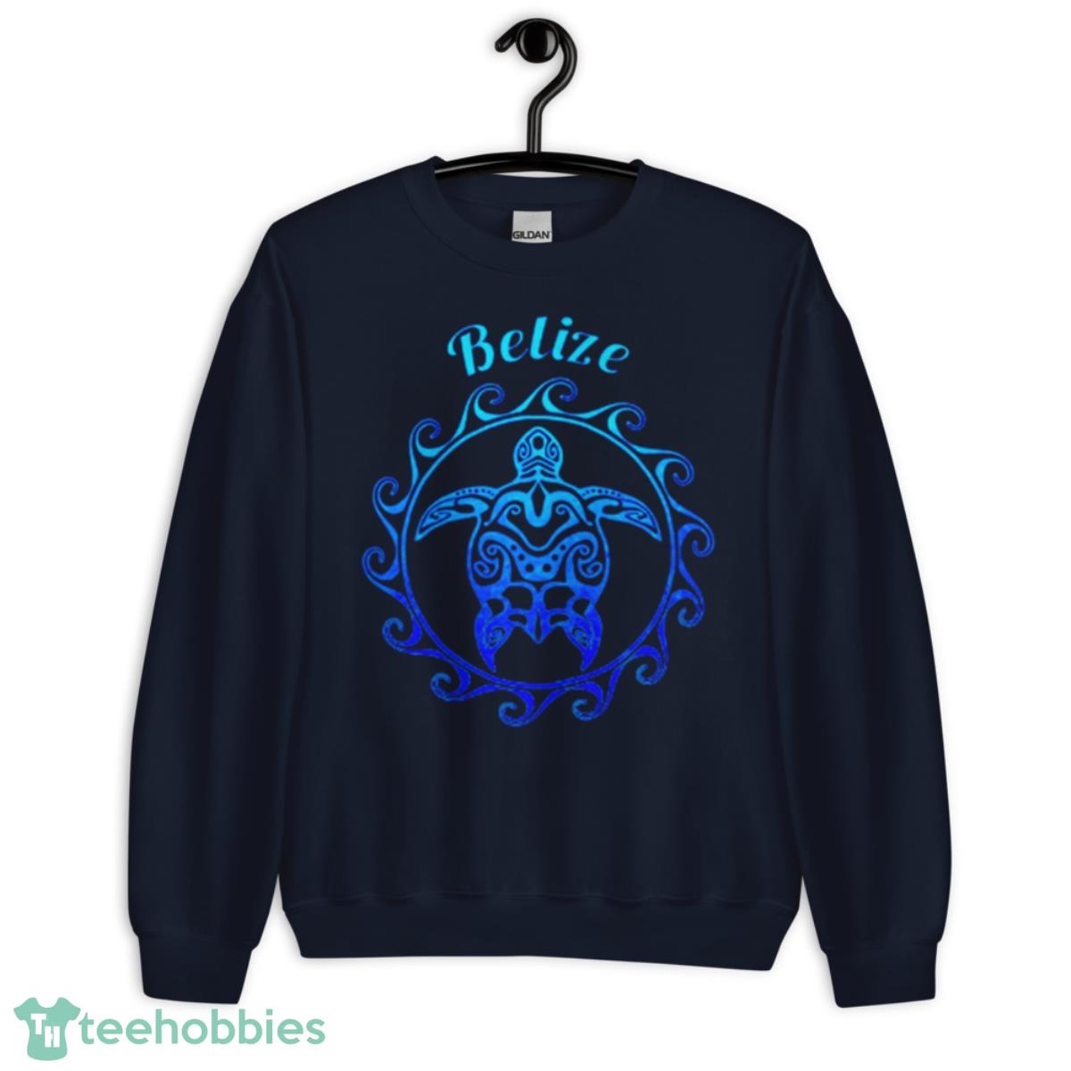 Belize Ocean Blue Tribal Turtle Shirt - Unisex Crewneck Sweatshirt-1