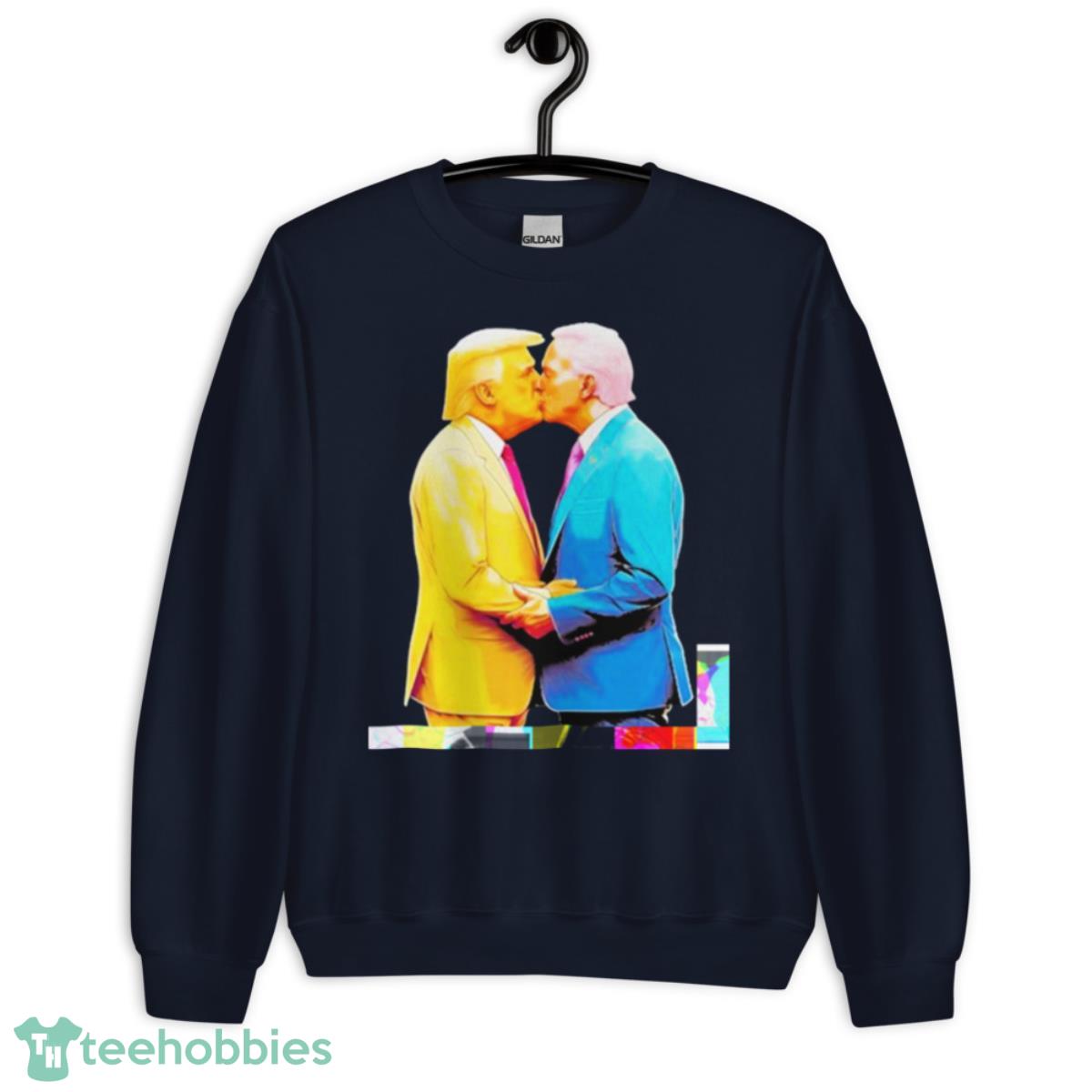 Biden And Trump Kissing Shirt - Unisex Crewneck Sweatshirt-1