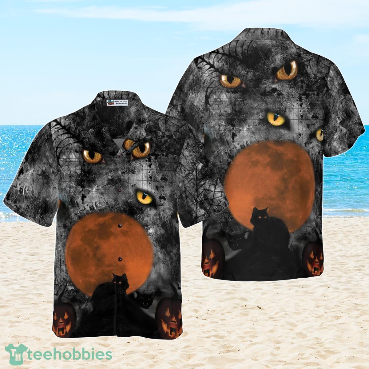 Black Cat Halloween Hawaiian Shirt For Men And Women Product Photo 1