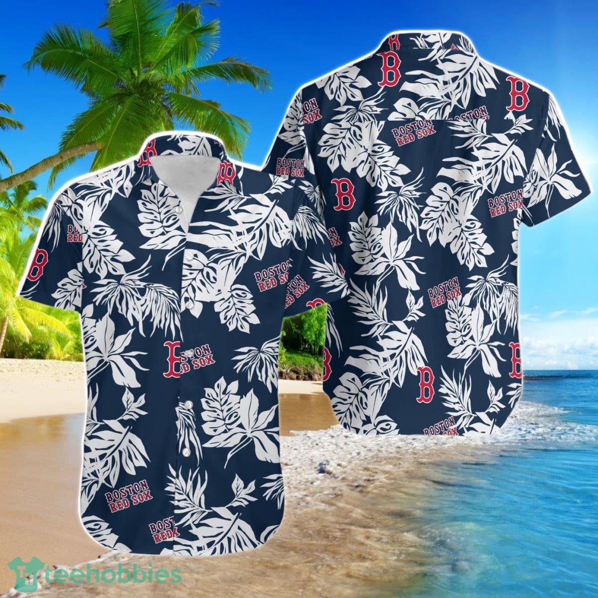 Boston Red Sox Tropical Flower Short Sleeve Hawaiian Shirt For Men Womens Product Photo 1