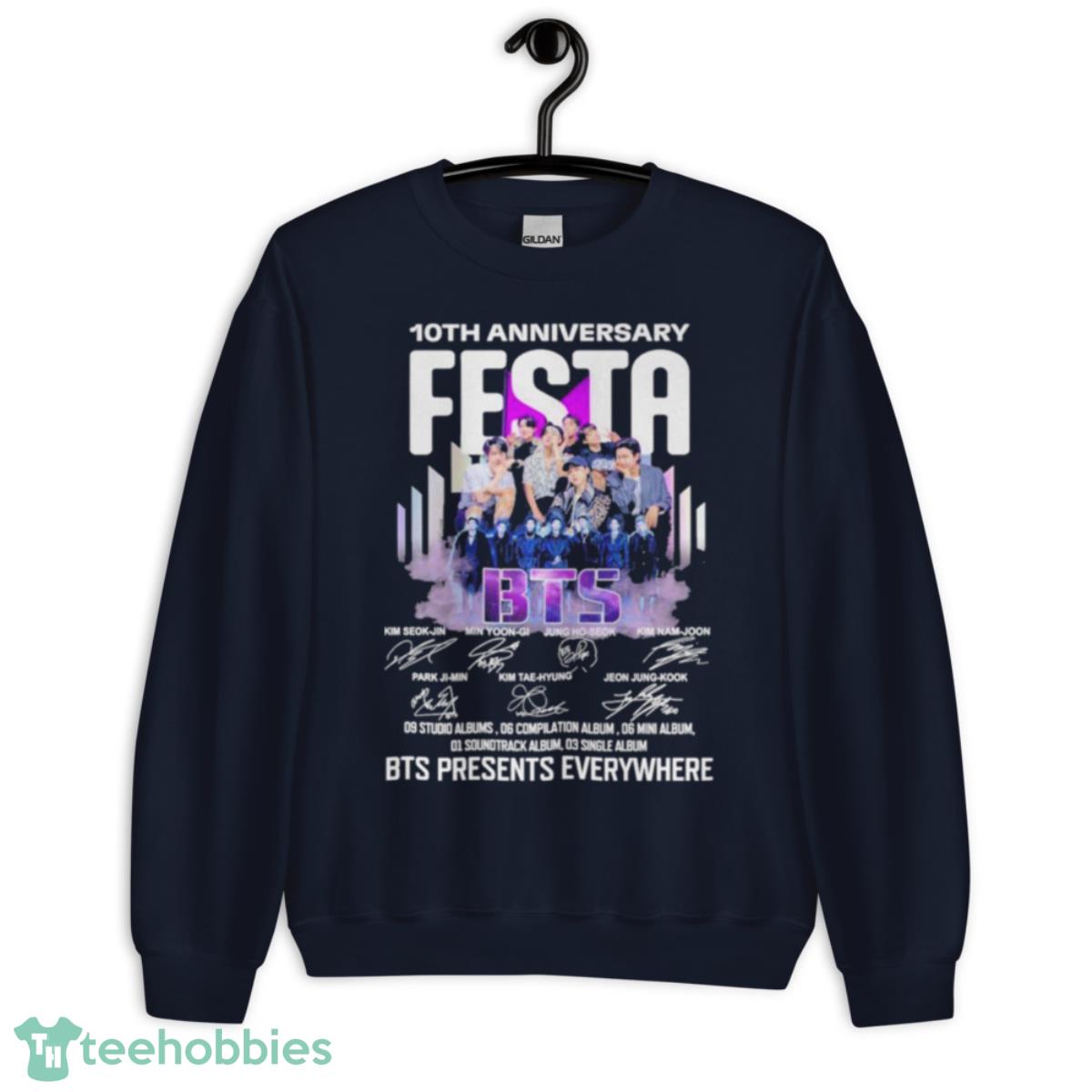 BTS Festa 10th Anniversary BTS Presents Everywhere Signatures Shirt - Unisex Crewneck Sweatshirt-1