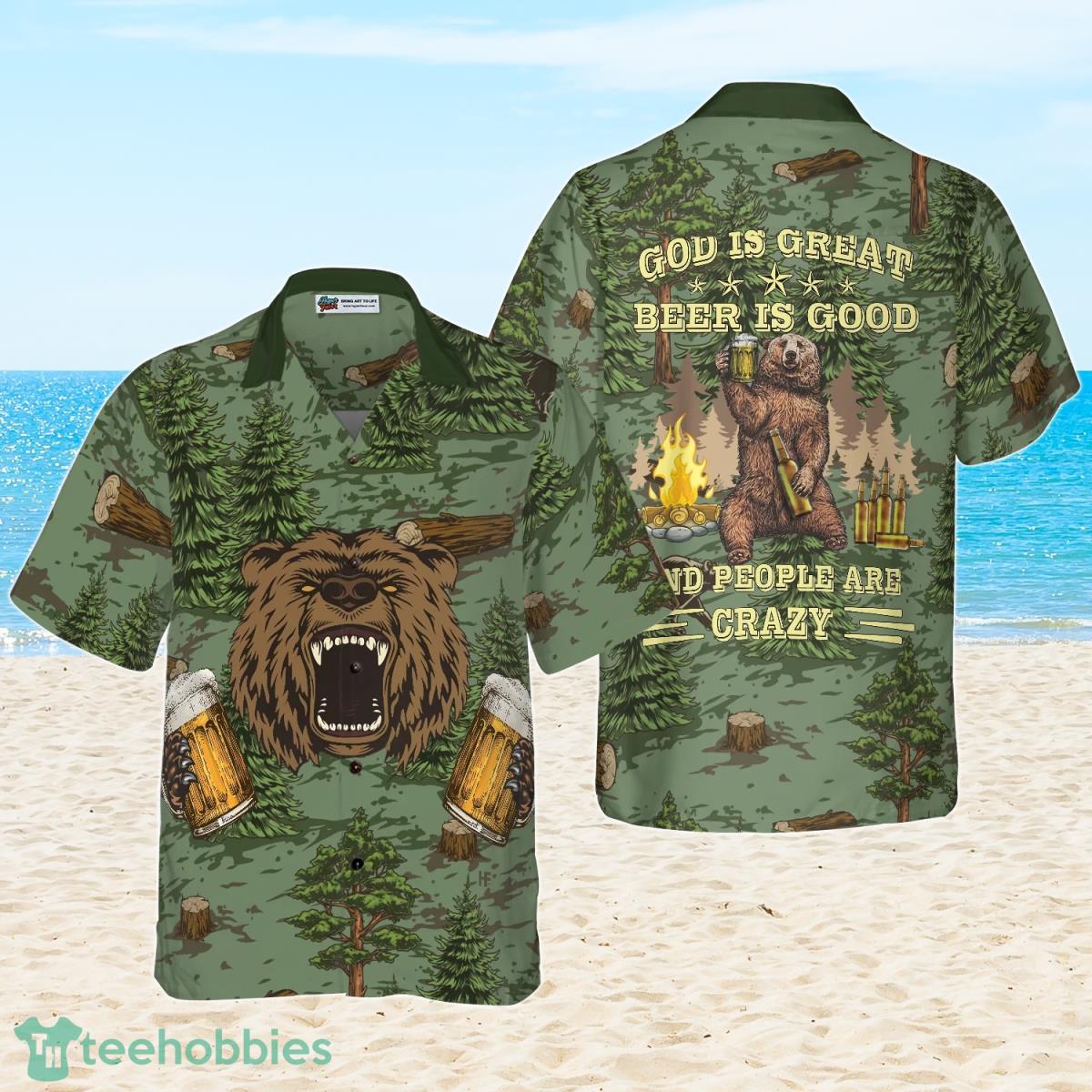 Camping Angry Bear Drink Beer Hawaiian Shirt For Men And Women Product Photo 1