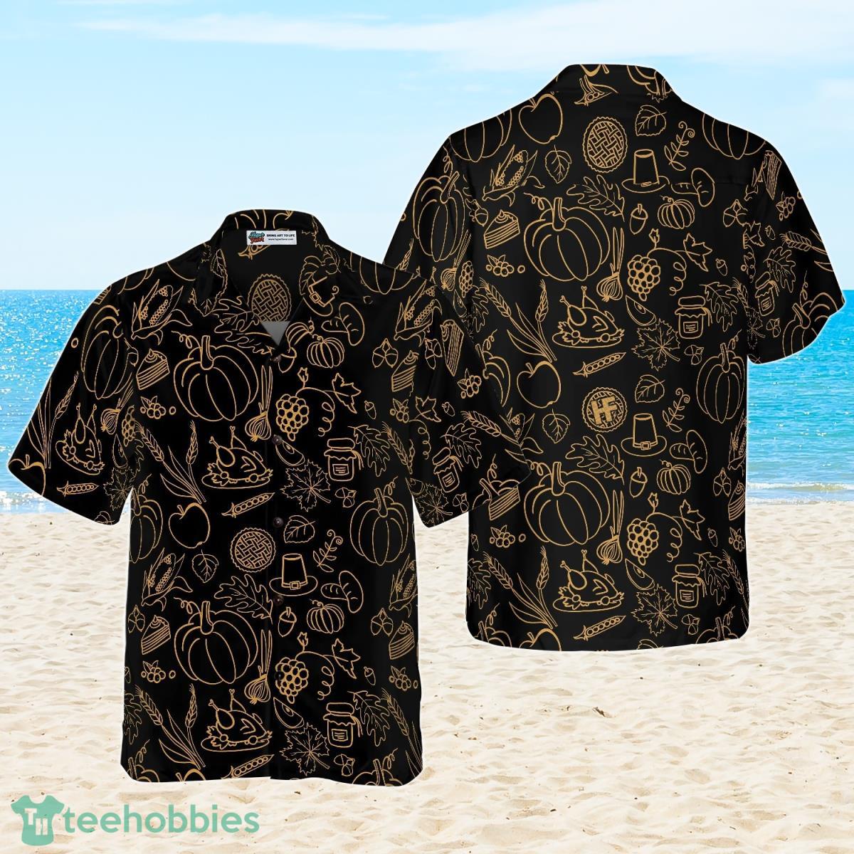 Cartoon Thanksgiving Pattern Hawaiian Shirt Gift For Men And Women Product Photo 1