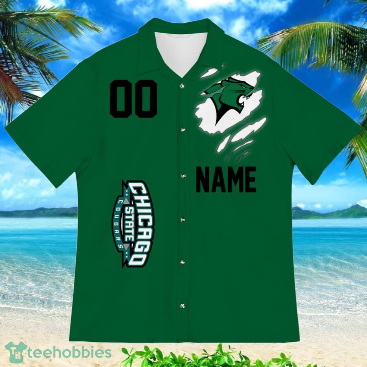 Chicago State Cougars Sports American Football Hawaiian Shirt Custom Name & Number Product Photo 2