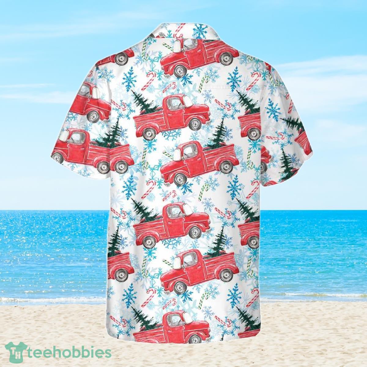 Christmas Red Retro Truck With Candy Cane Hawaiian Shirt For Men And Women Product Photo 2