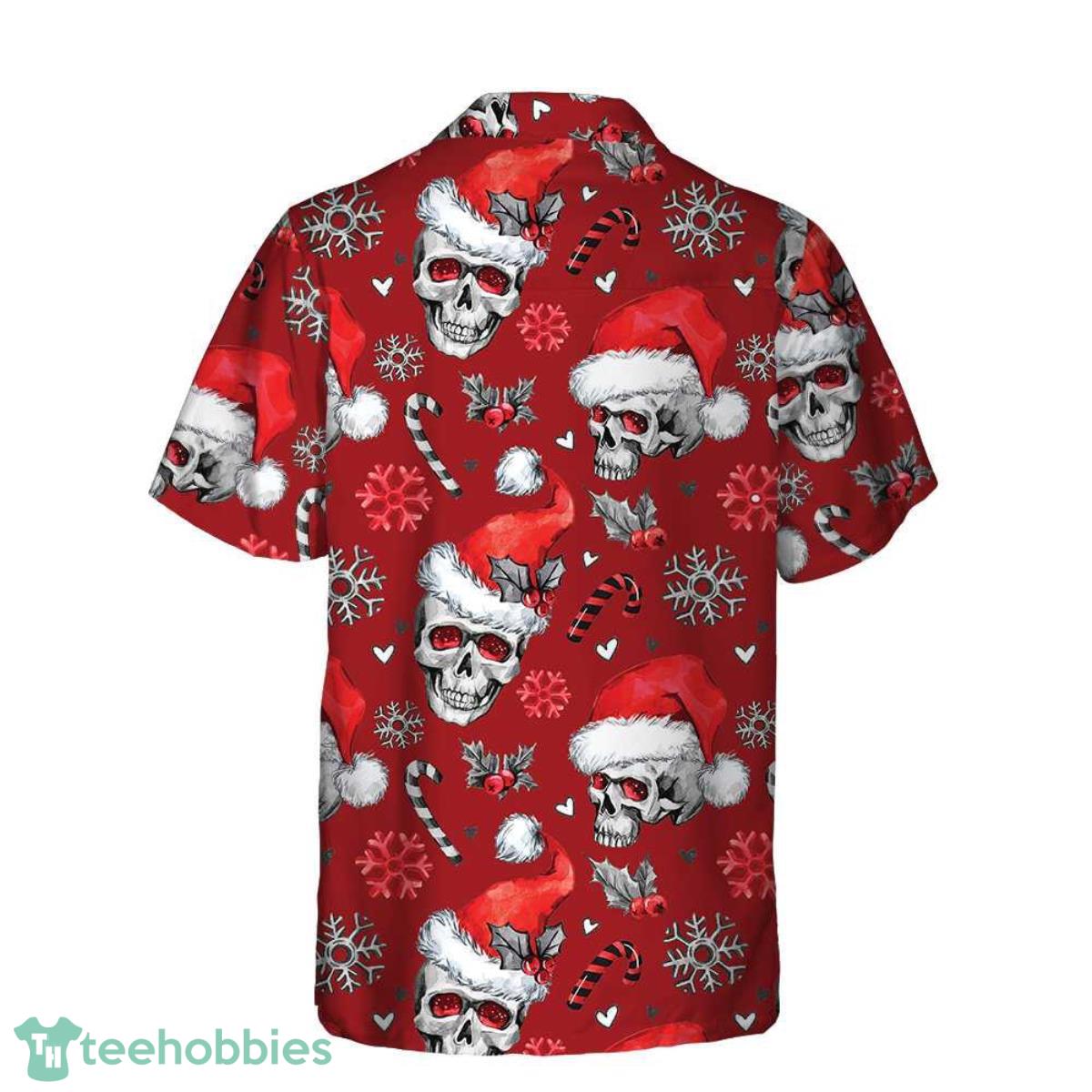 Christmas Skulls With Candy Canes Red Version Christmas Hawaiian Shirt Skull Special Gift For Men And Women Product Photo 2