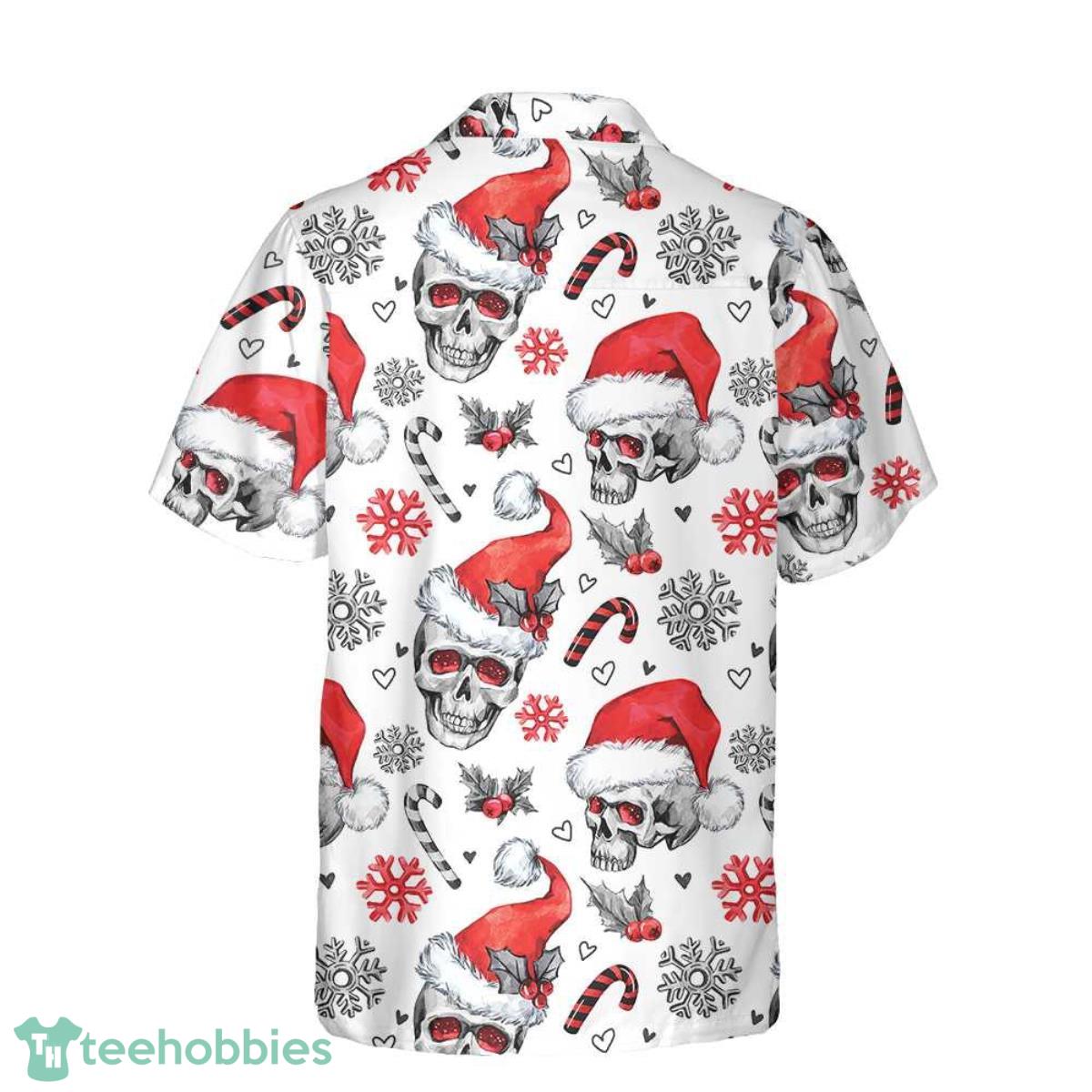 Christmas Skulls With Candy Canes White Version Christmas Hawaiian Shirt For Men And Women Product Photo 2