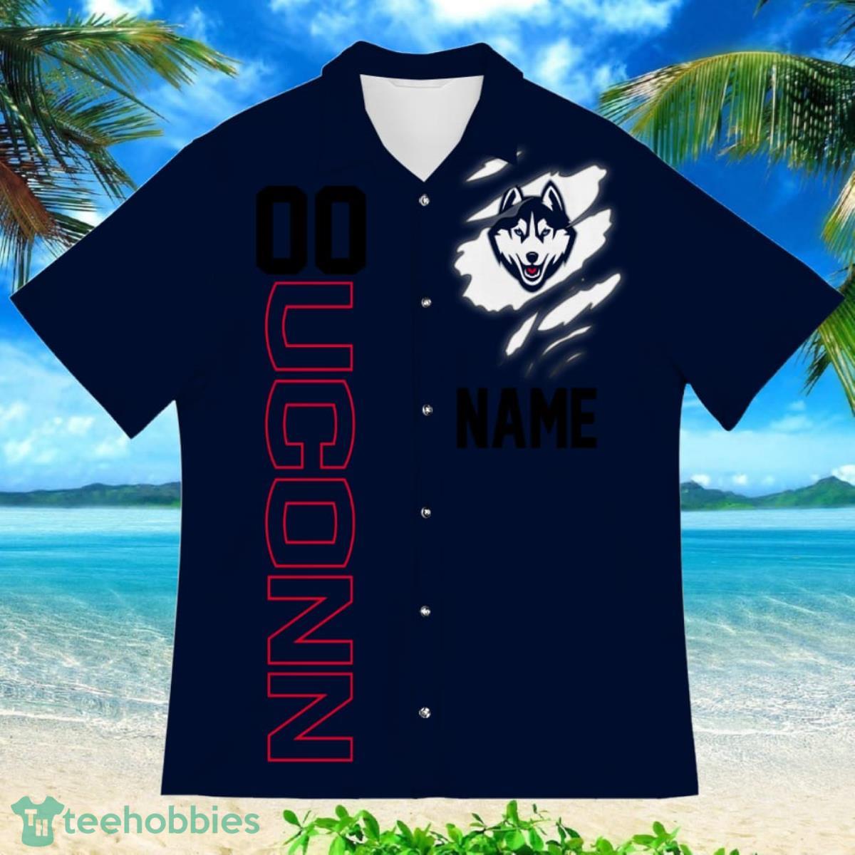 Connecticut Huskies Sports American Football Hawaiian Shirt Custom Name & Number Product Photo 2