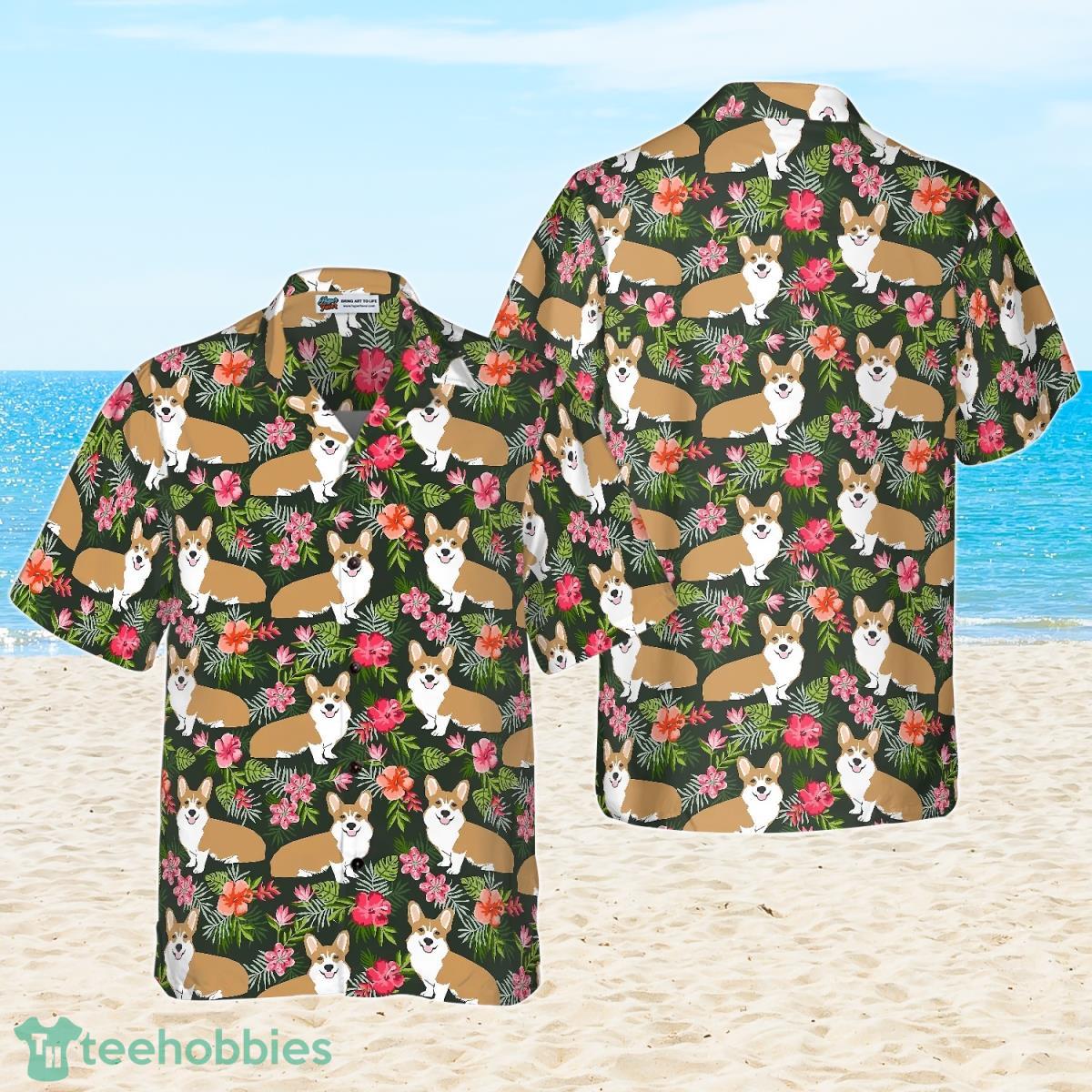 Corgi Tropical Flower Hawaiian Shirt For Men And Women Product Photo 1