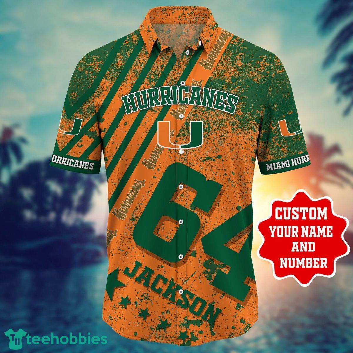 Custom Name And Number Miami Hurricanes New Gift For Summer Beach Summer 3D Hawaiian Shirt Product Photo 2