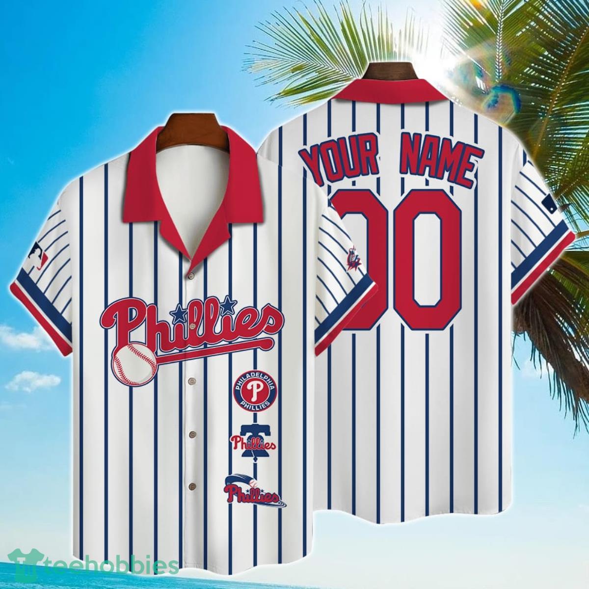 Custom Name And Number Philadelphia Phillies Baseball Cool Hawaiian Shirt Product Photo 1