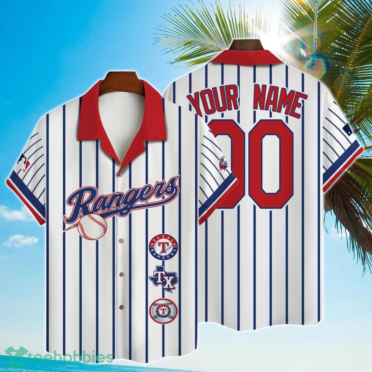 Custom Name And Number Texas Rangers Baseball Cool Hawaiian Shirt Product Photo 1