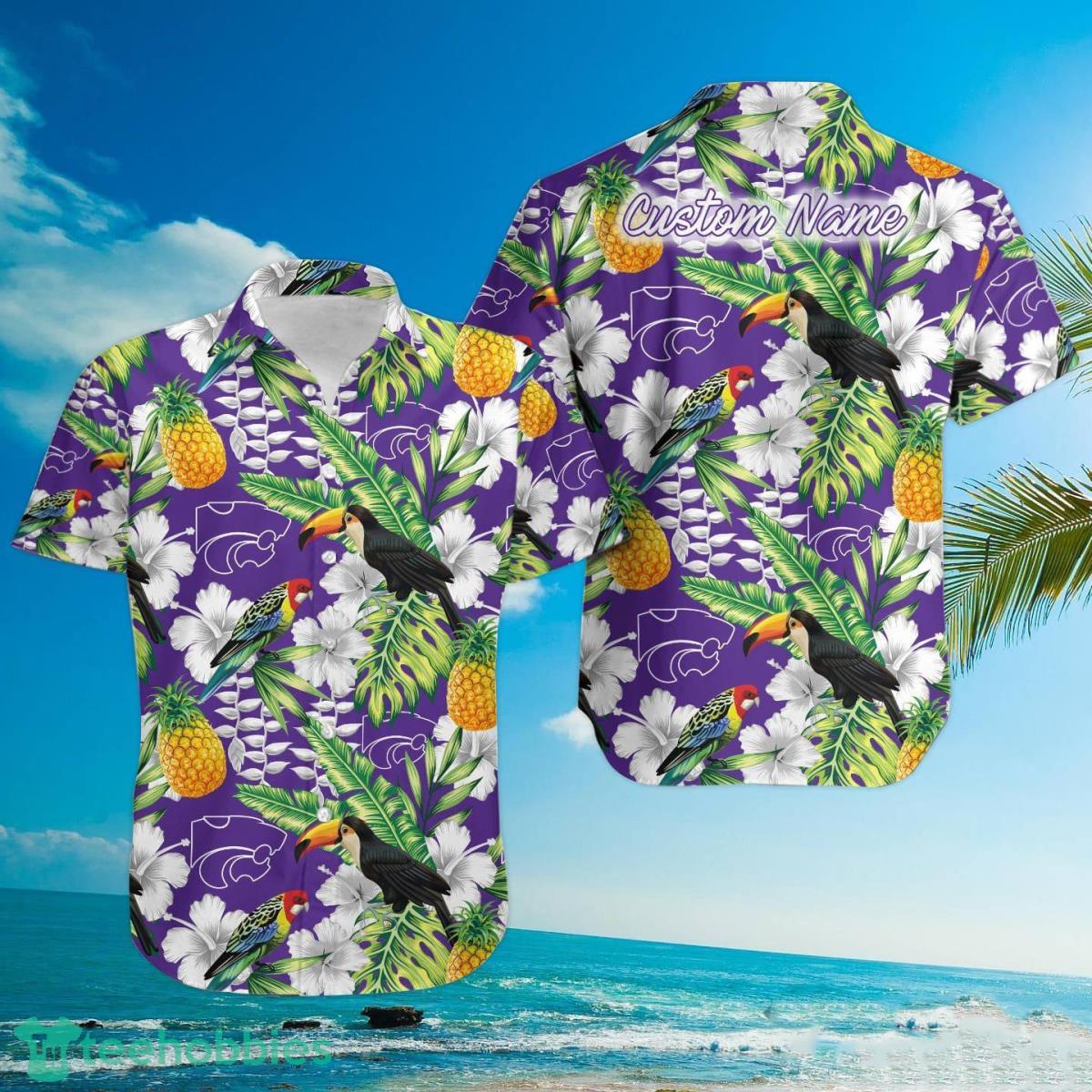 Custom Name Kansas State Wildcats With Tropical Fruit Summer 3D Hawaiian Shirt Product Photo 1