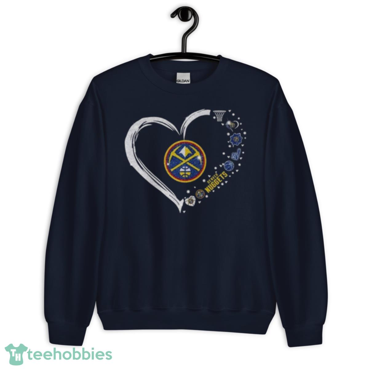 Denver Nuggets Logo Heart Diamond 2023 Shirt - Unisex Crewneck Sweatshirt-1