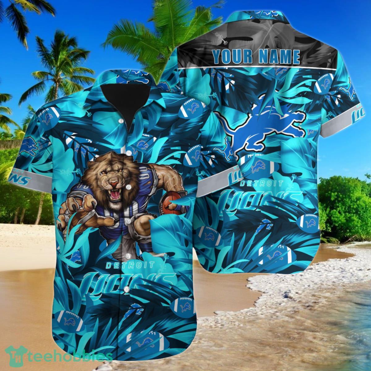 Detroit Lions NFL Football Custom Name Hawaiian Shirt Unique Gift For Fans Product Photo 1