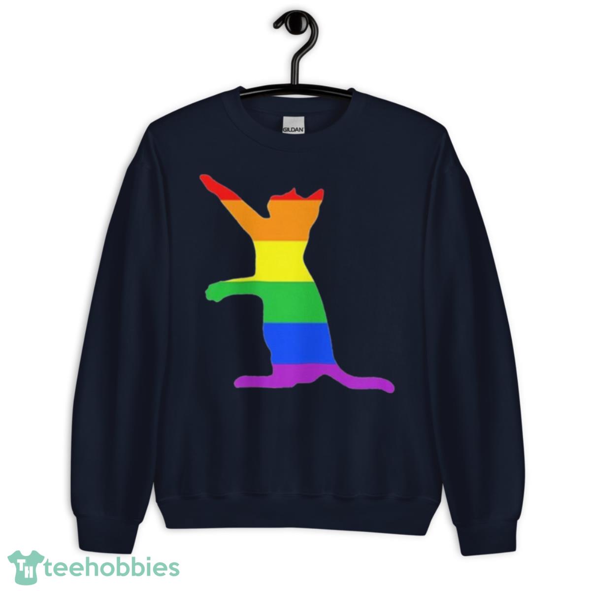 Gay Cat LGBTQ Gay Pride Kitten Shirt - Unisex Crewneck Sweatshirt-1