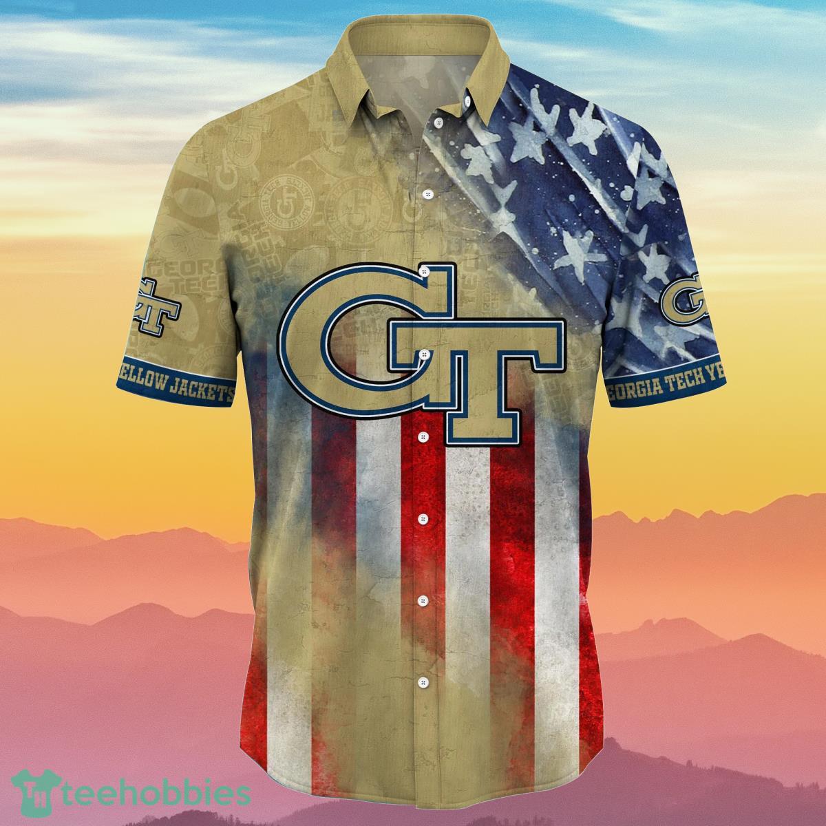 Georgia Tech Yellow Jackets NCAA3 Hawaiian Shirt 4th Of July Independence Day Best Gift For Men And Women Fans - Georgia Tech Yellow Jackets NCAA3 Hawaii Shirt Independence Day, Summer Shirts NA49897_3