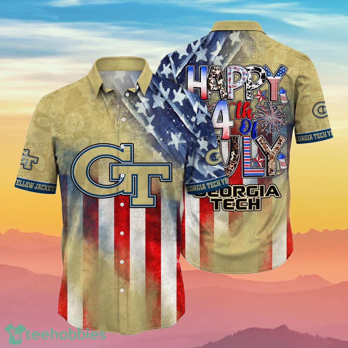 Georgia Tech Yellow Jackets NCAA3 Hawaiian Shirt 4th Of July Independence Day Best Gift For Men And Women Fans - Georgia Tech Yellow Jackets NCAA3 Hawaii Shirt Independence Day, Summer Shirts NA49897_1