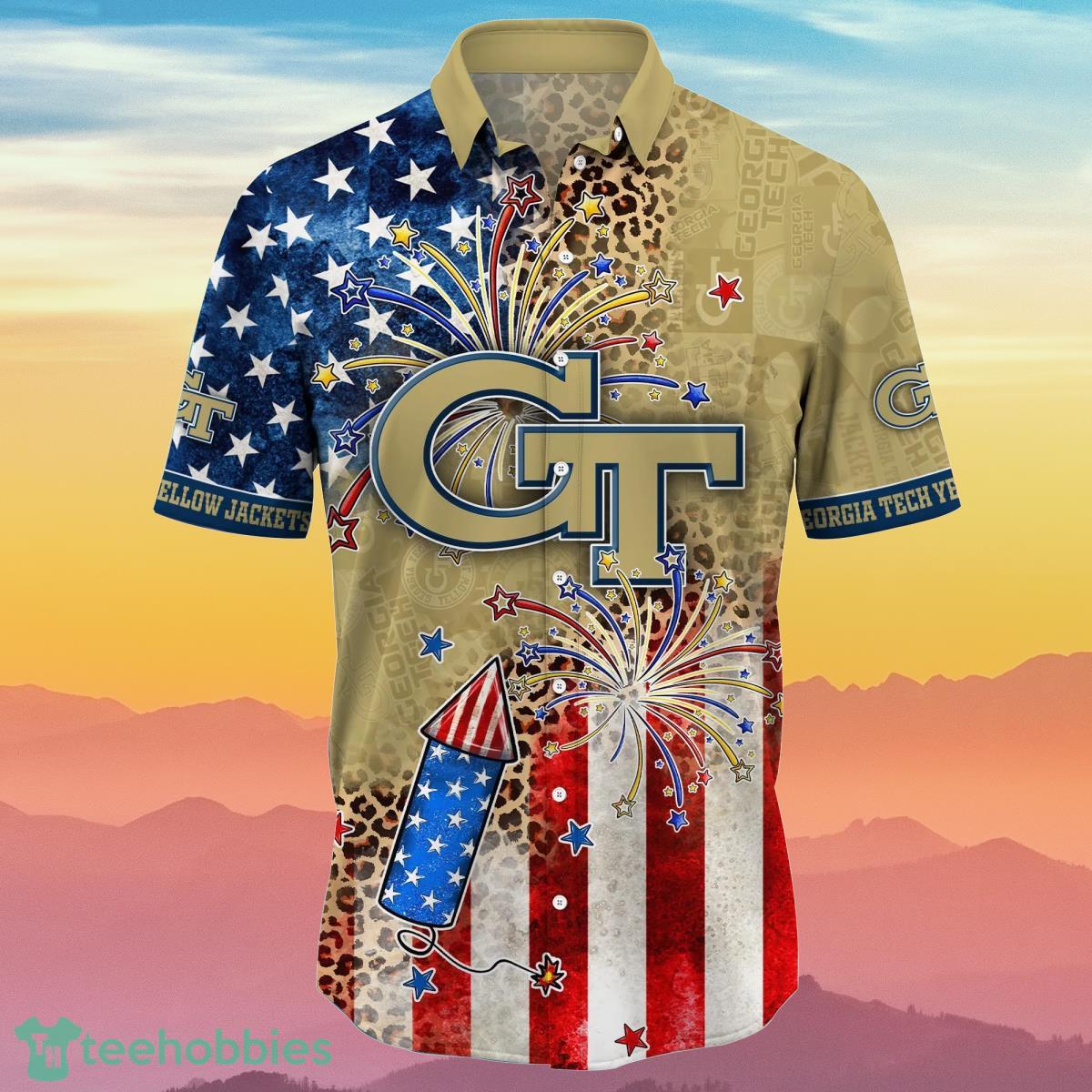 Georgia Tech Yellow Jackets NCAA3 Hawaiian Shirt 4th Of July Independence Day Ideal Gift For Men And Women Fans - Georgia Tech Yellow Jackets NCAA3 Hawaii Shirt Independence Day, Summer Shirts NA49889_3