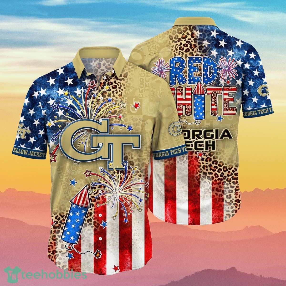 Georgia Tech Yellow Jackets NCAA3 Hawaiian Shirt 4th Of July Independence Day Ideal Gift For Men And Women Fans - Georgia Tech Yellow Jackets NCAA3 Hawaii Shirt Independence Day, Summer Shirts NA49889_1