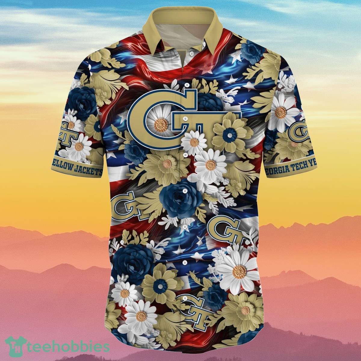 Georgia Tech Yellow Jackets NCAA3 Hawaiian Shirt 4th Of July Independence Day Special Gift For Men And Women Fans - Georgia Tech Yellow Jackets NCAA3 Hawaii Shirt Independence Day, Summer Shirts NA49922_3