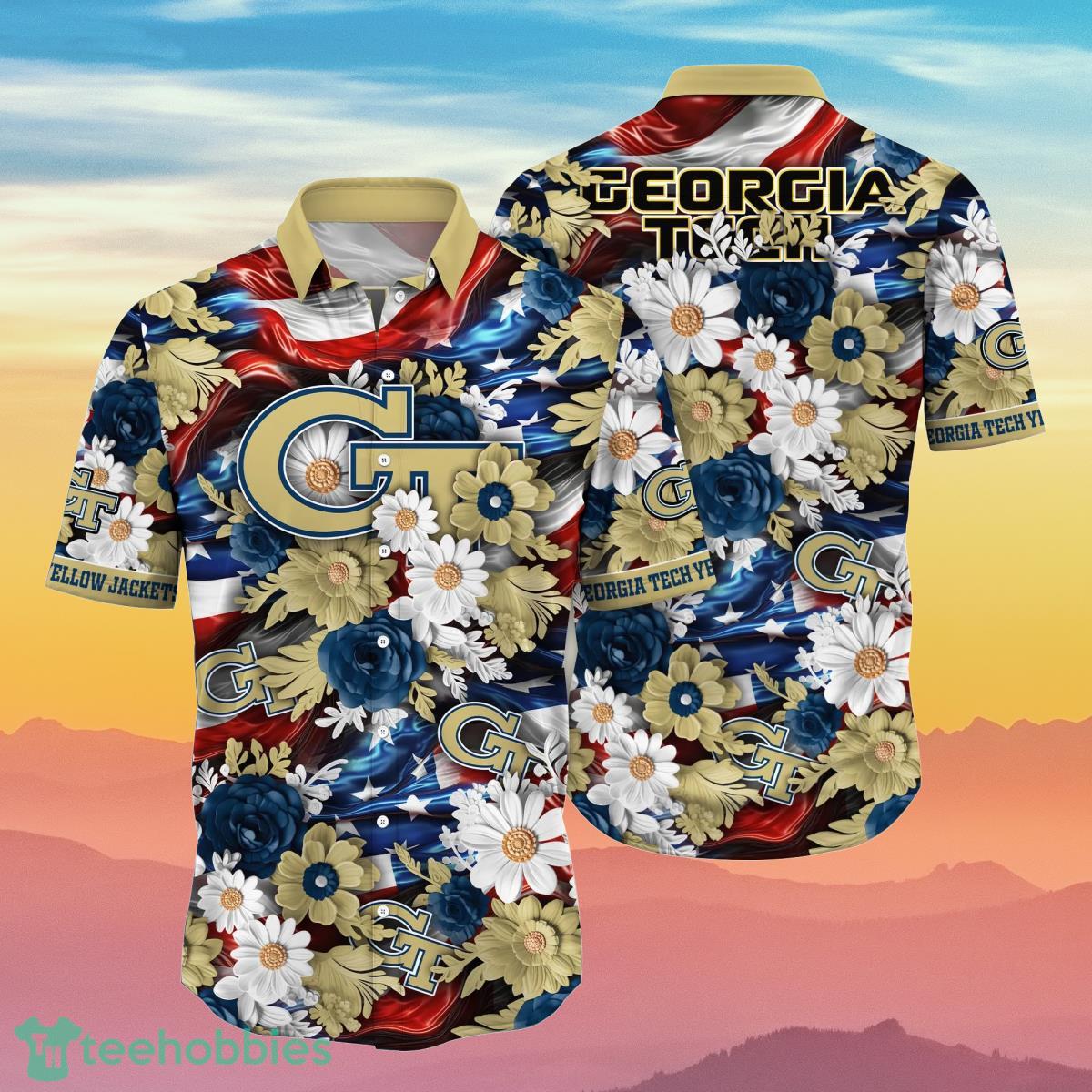 Georgia Tech Yellow Jackets NCAA3 Hawaiian Shirt 4th Of July Independence Day Special Gift For Men And Women Fans - Georgia Tech Yellow Jackets NCAA3 Hawaii Shirt Independence Day, Summer Shirts NA49922_1