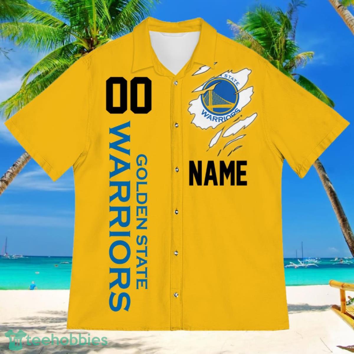 Golden State Warriors Sports American Football Hawaiian Shirt Custom Name & Number Product Photo 2