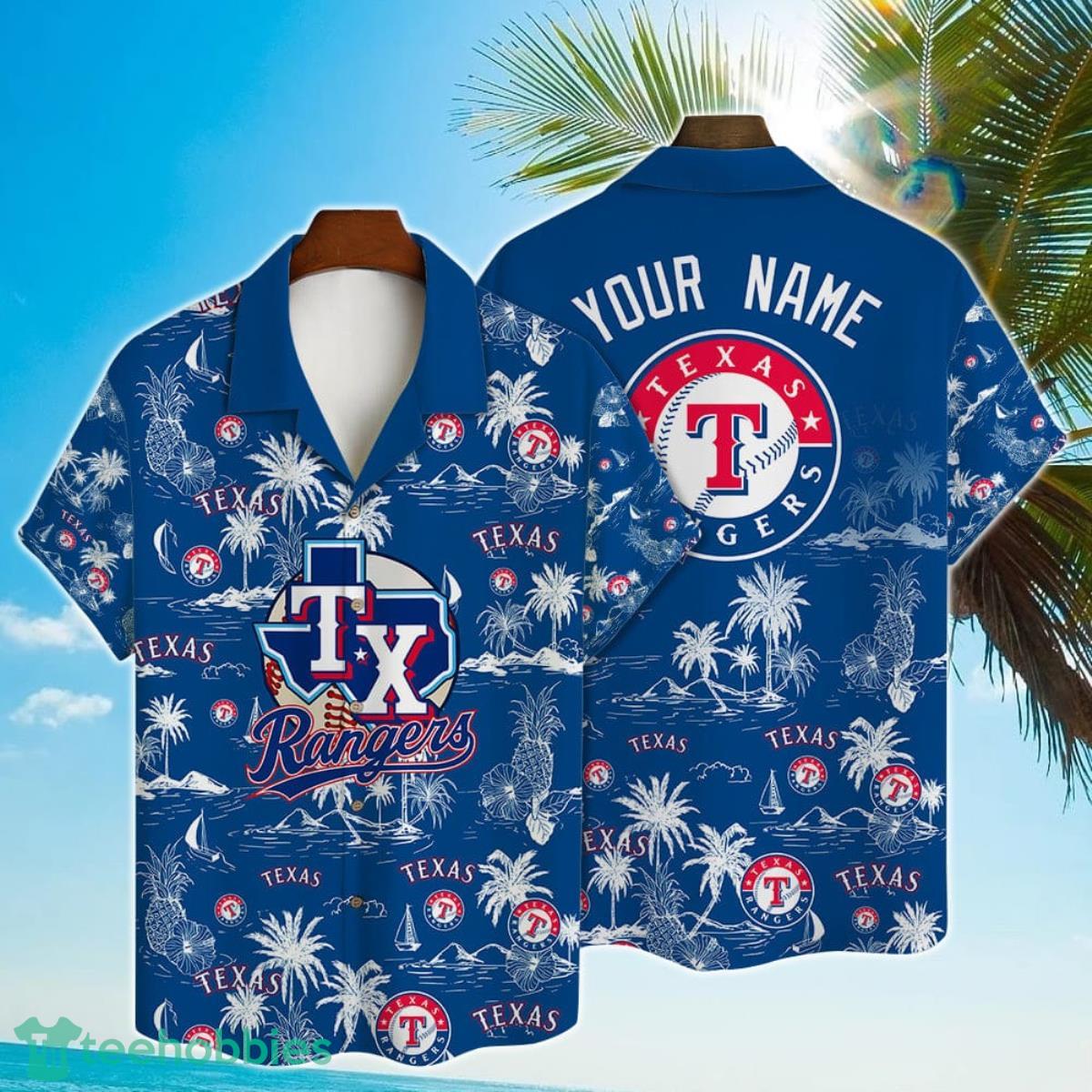 Hawaiian Shirt Texas Rangers Baseball Pattern Vintage Custom Name Product Photo 1