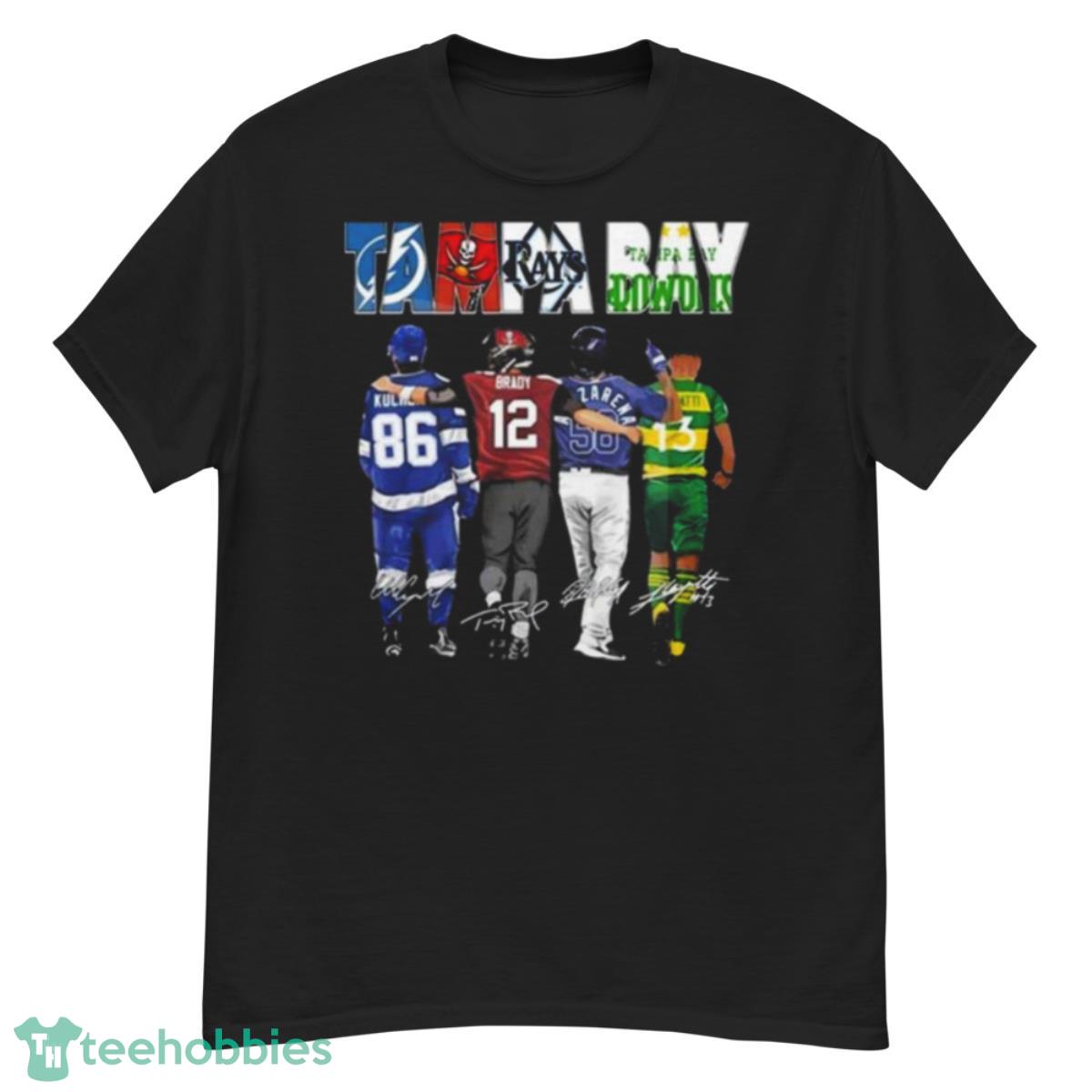 Hot 2023 Tampa Bay Rays Tampa Bay Buccaneers Tampa Bay Lightning Tampa Bay Rowdies Signatures Shirt - G500 Men’s Classic T-Shirt