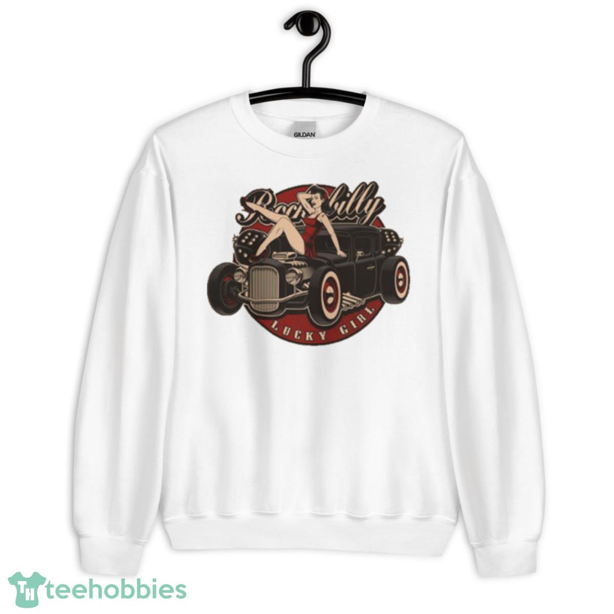 Hot Rod Retro Rockabilly Lucky Vintage Car Shirt - Unisex Heavy Blend Crewneck Sweatshirt