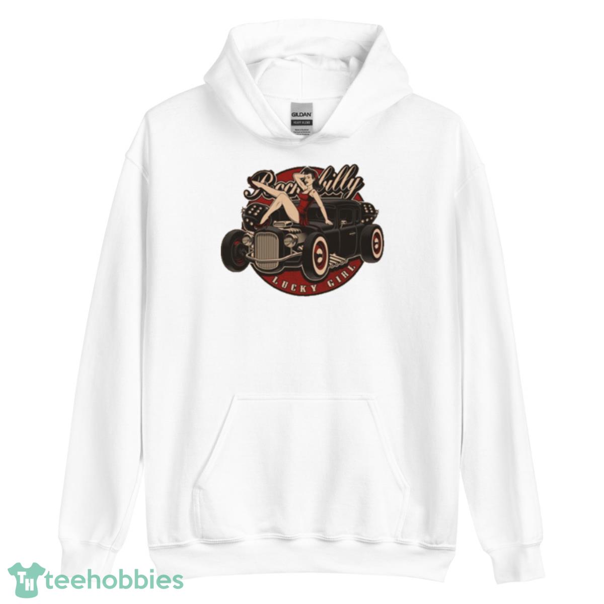 Hot Rod Retro Rockabilly Lucky Vintage Car Shirt image Hot Rod Retro Rockabilly Lucky Vintage Car Shirt - Unisex Heavy Blend Hooded Sweatshirt