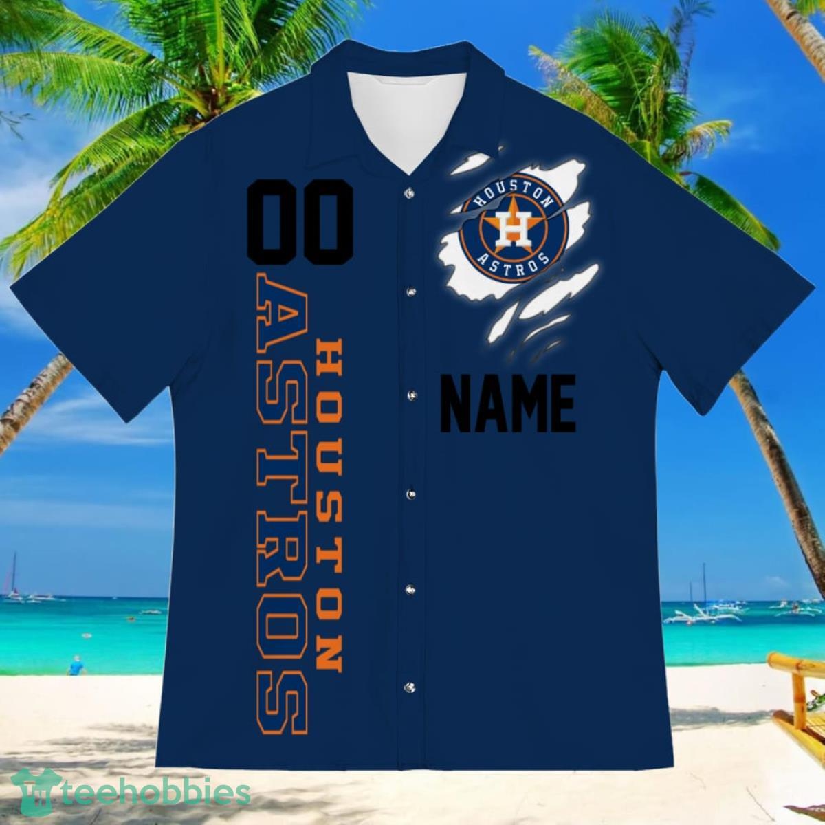 Houston Astros Sports American Football Hawaiian Shirt Custom Name & Number Product Photo 2