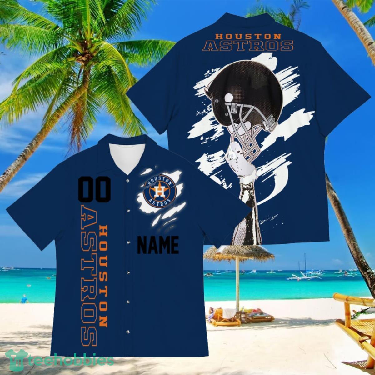 Houston Astros Sports American Football Hawaiian Shirt Custom Name & Number Product Photo 1