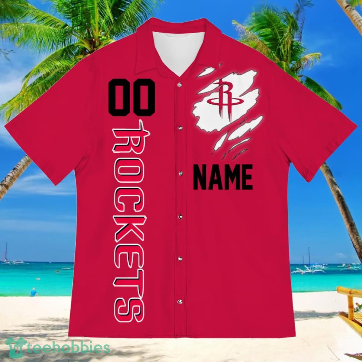Houston Rockets Sports American Football Hawaiian Shirt Custom Name & Number Product Photo 2