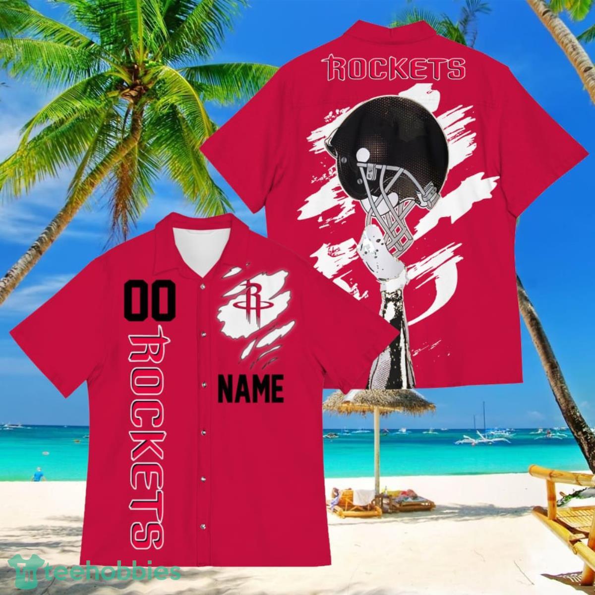 Houston Rockets Sports American Football Hawaiian Shirt Custom Name & Number Product Photo 1
