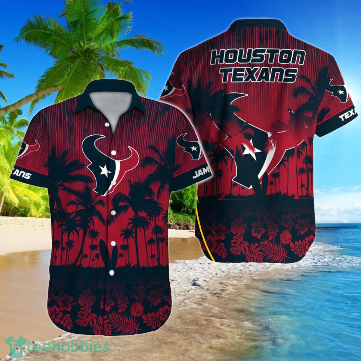 Houston Texans NFL Football Custom Name Hawaiian Shirt Style Gift For Men Women Fans Product Photo 1