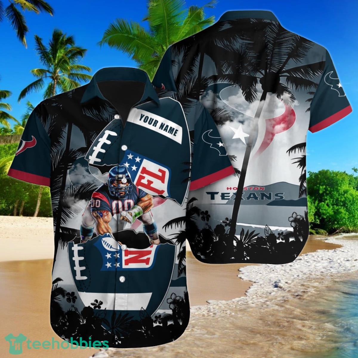 Houston Texans NFL Football Custom Name Hawaiian Shirt Unique Gift For Fans Product Photo 1
