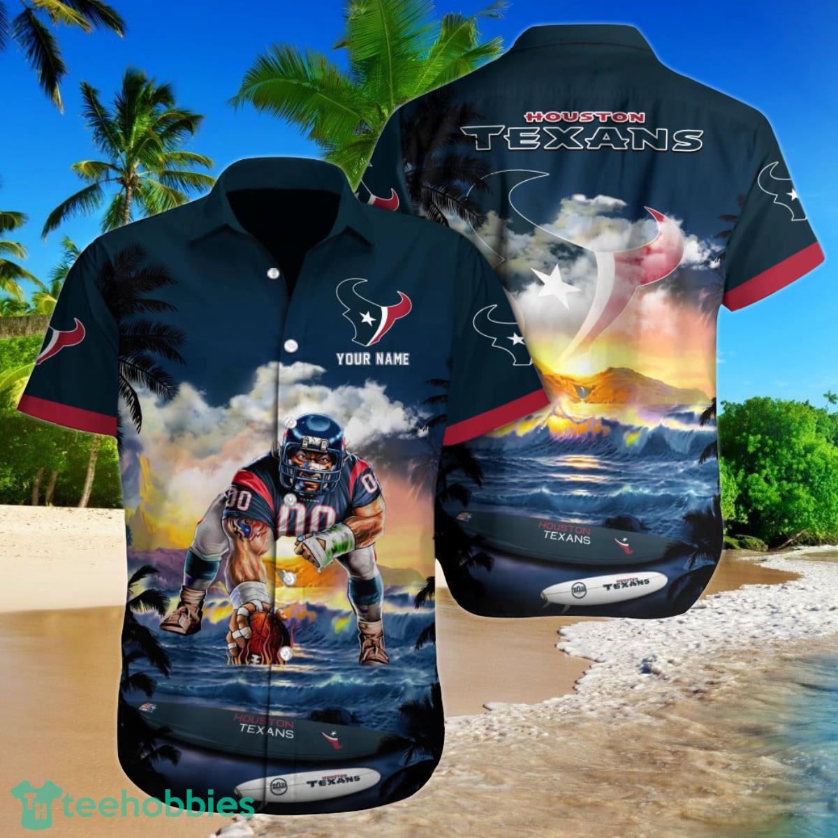 Houston Texans NFL NFL Football Custom Name Hawaiian Shirt Style Gift For Men And Women Fans Product Photo 1