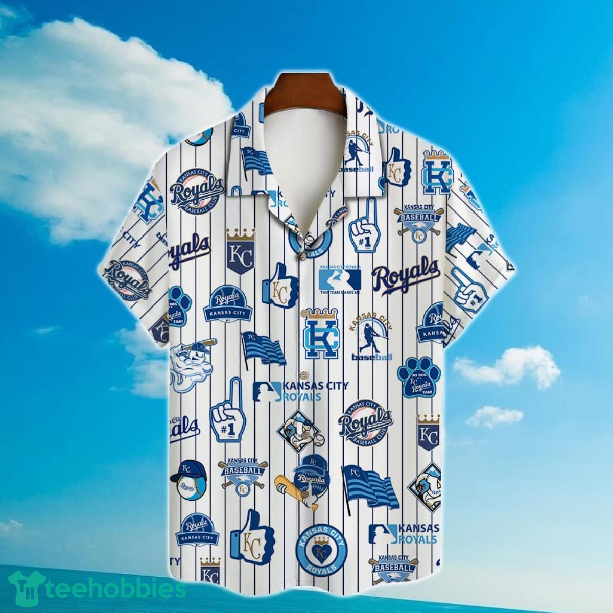 Kansas City Royals MLB Flag US Background Hawaiian Shirt For Men