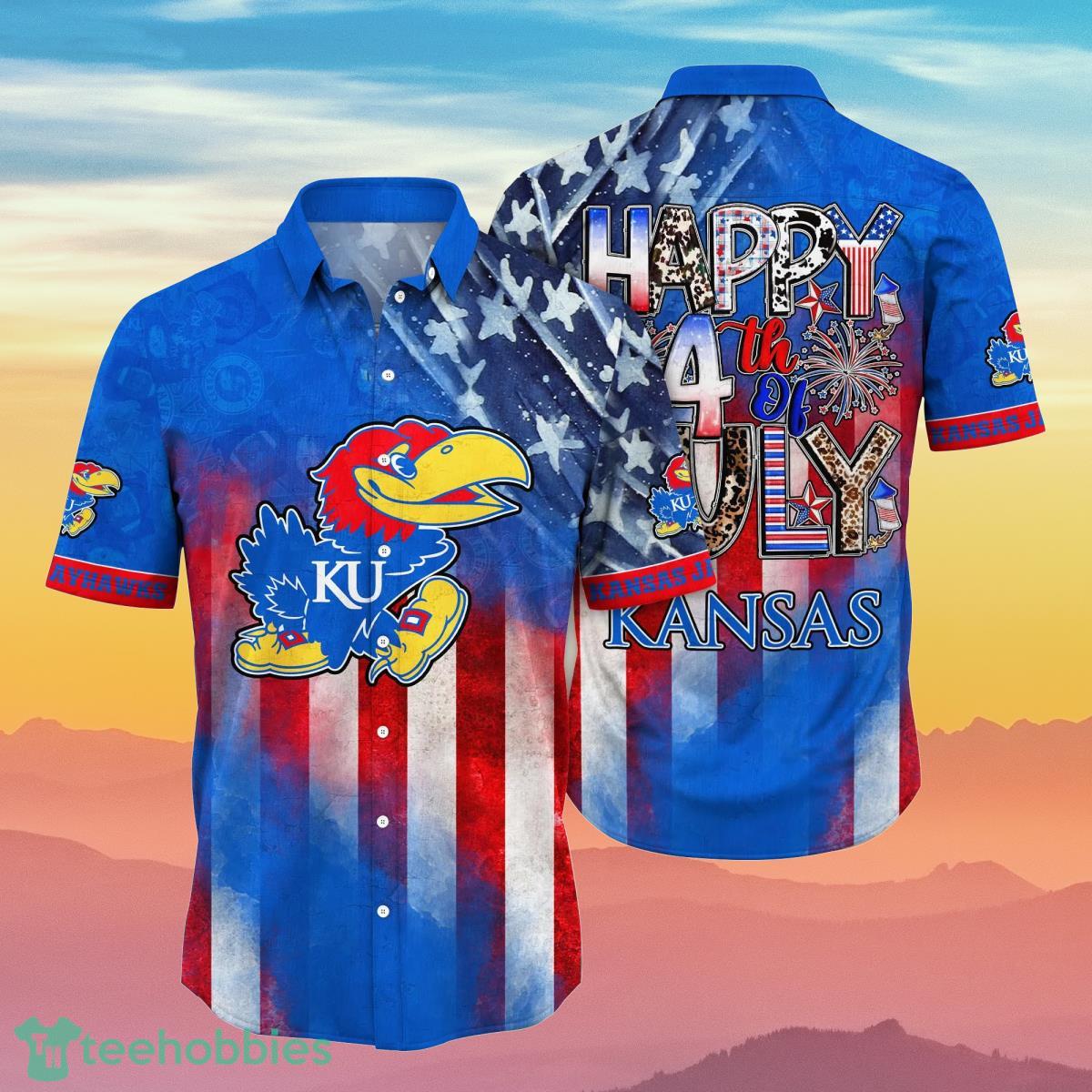 Kansas Jayhawks NCAA2 Hawaiian Shirt 4th Of July Independence Day Best Gift For Men And Women Fans Product Photo 1