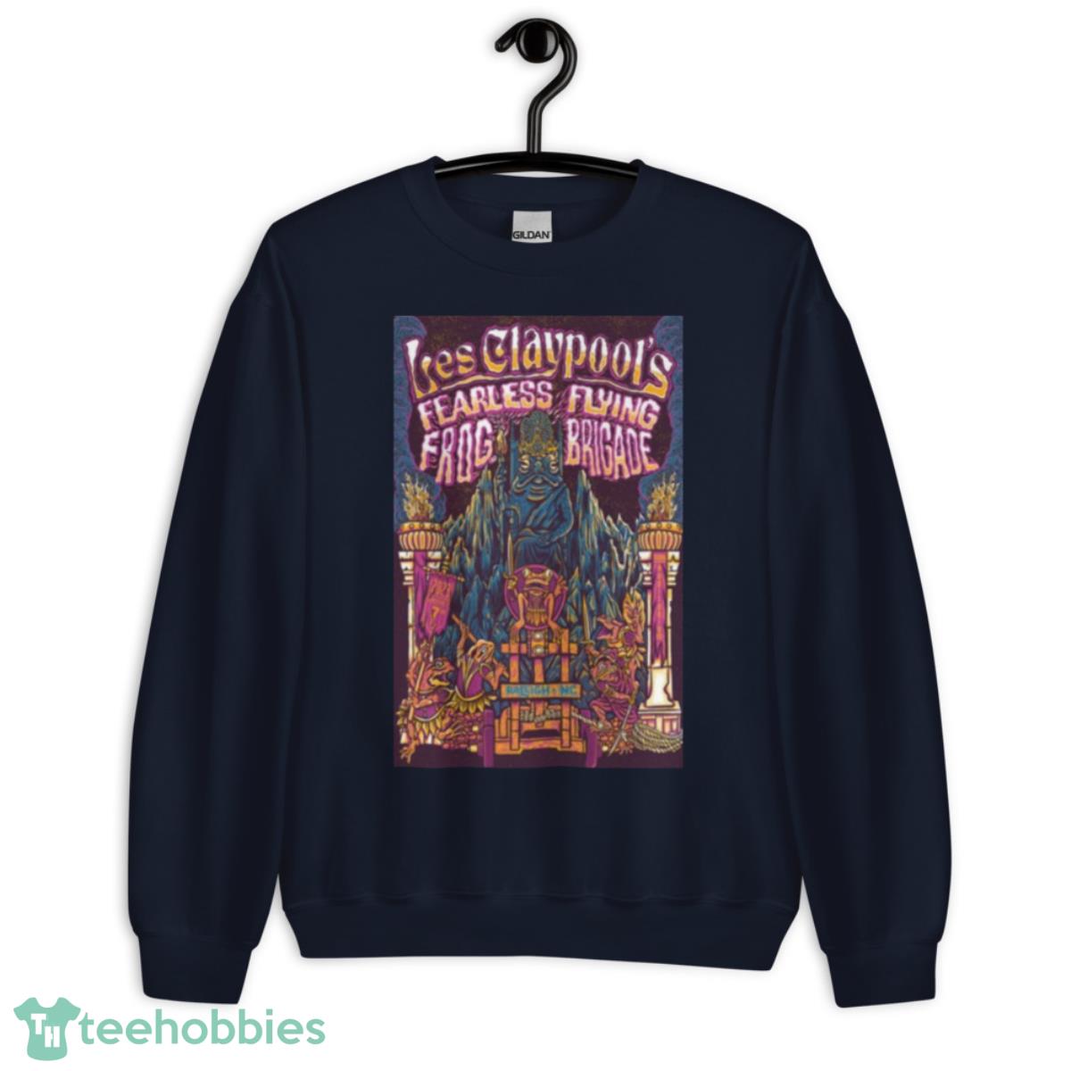 Les Claypool’s Fearless Flying Frog Brigade 2023 Tour Raleigh NC Shirt - Unisex Crewneck Sweatshirt-1