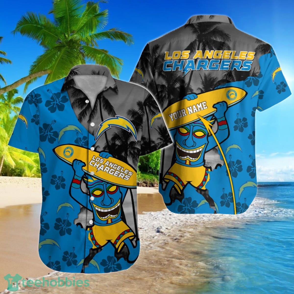 Los Angeles Chargers NFL Football Custom Name Hawaiian Shirt Best Gift For Men And Women Fans Product Photo 1